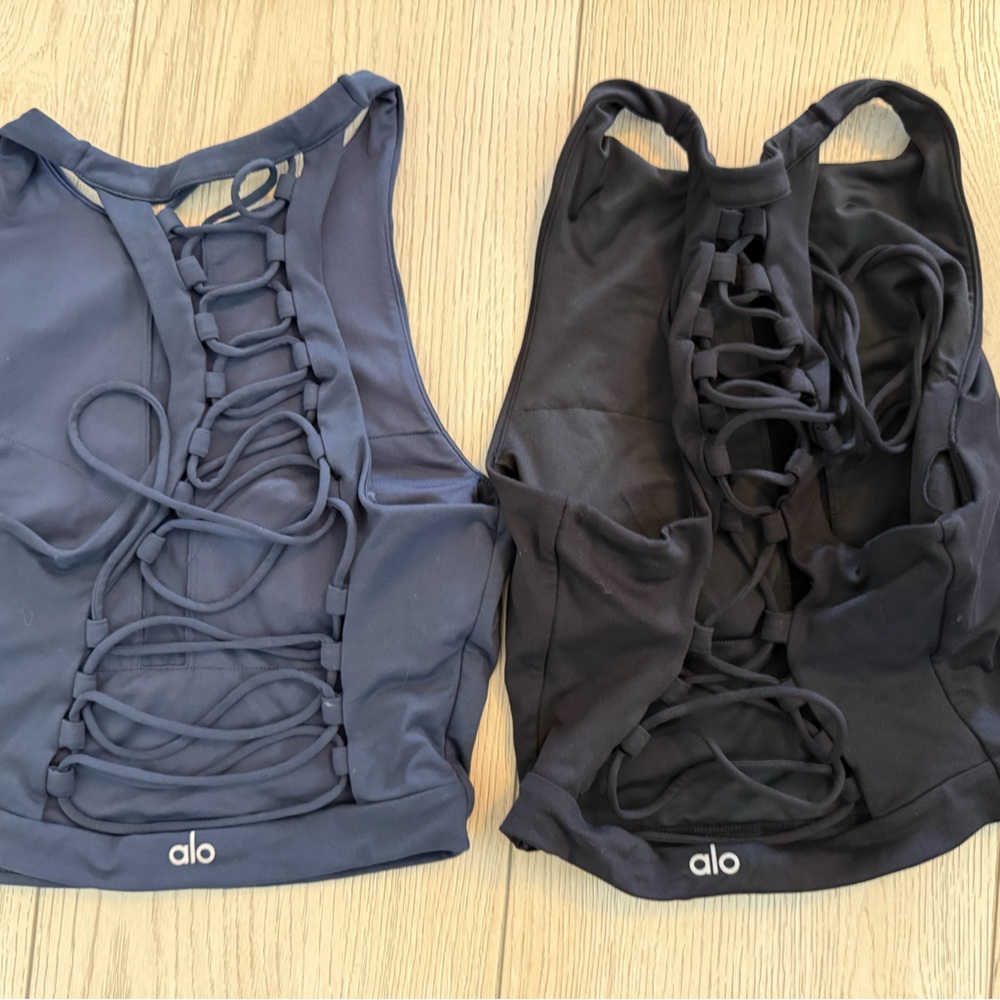 (2) ALO lace up tank